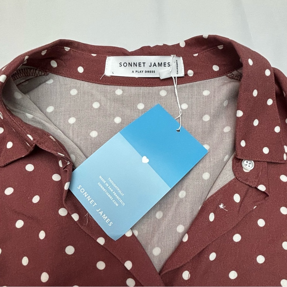 Sonnet James Long Brown Polka Dot Long Sleeve Dress